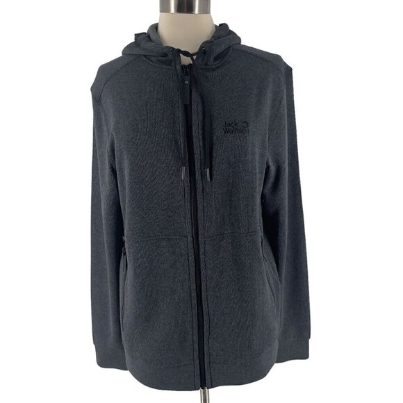 Jack Wolfskin Full Zip Dark Grey Hooded Fleece C Nanuk Dynamic Jacket Men's M - Picture 1 of 10